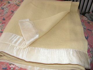 Vintage Wool Blanket Harmony House Yellow Blanket Launderette Washable Full Sz