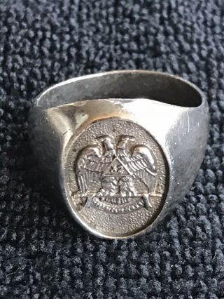 Antique Sterling Silver Masonic Scottish Rite Ring Size 11