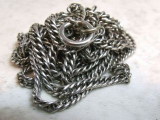 Antique Victorian Solid Silver Long Guard Muff Chain 63 Inches - 162 Cm Not Scrap