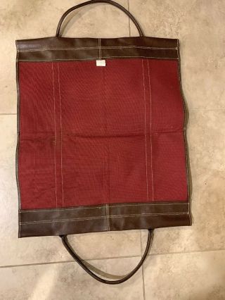 Vintage Ll Bean Brown Leather Log Carrier Firewood Fireplace Cabin