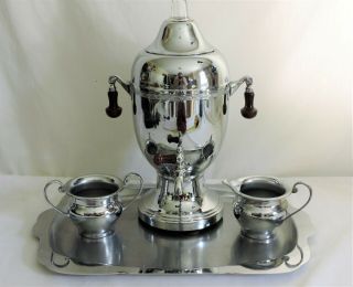 Vintage Farberware No.  50 8 - Cup Percolator Coffee Maker W/ Cream,  Sugar & Tray