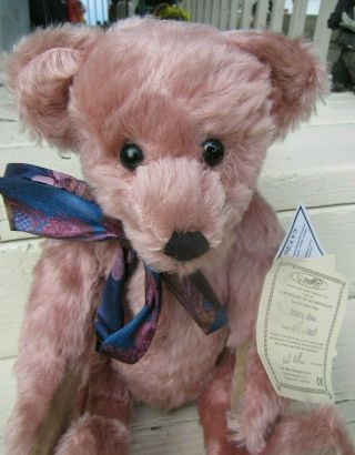 Vintage 15 " Pink Mohair Teddy Bear Deans Ragbook Neil Miller Le Rare 5 Tags Cute