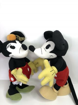 Vtg Style Mickey Minnie Mouse Set Corduroy Plush Doll Disney Store Exclusive 20 "