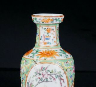 Lovely Chinese Antique Famille Rose Porcelain Rouleau Vase 19th C QING 3