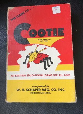 Vintage 1949 The Game Of Cootie Box W.  H.  Schaper Mfg.  Co.  Complete