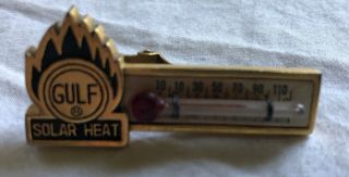 Vintage Gulf Oil Solar Heat Tie Clip Tack Thermometer Gas Station