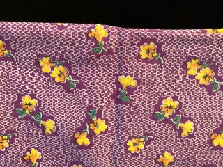 Vintage Feedsack Purple Yellow Floral Feed Sack Quilt Sewing Fabric 35 X 21