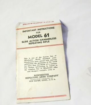 Vintage Winchester Model 61 Instruction Booklet