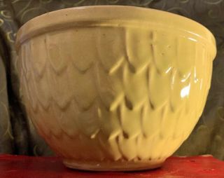 Vintage Mccoy Pottery Fishscale Pattern Mixing Bowl Sunny Yellow