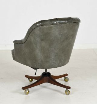 Dunbar Tufted Leather Desk Chair by Edward Wormley - on Wood Base with Casters 2