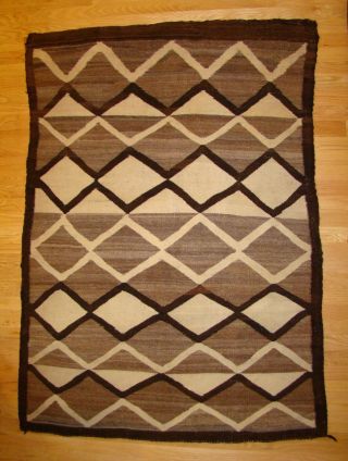 Antique All Natural Navajo Blanket Native American Rug Weaving Soft Wool