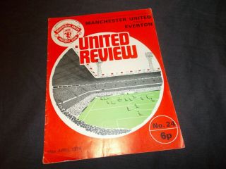Vintage Uk Manchester United Football Program/programme 1974 United Review 24