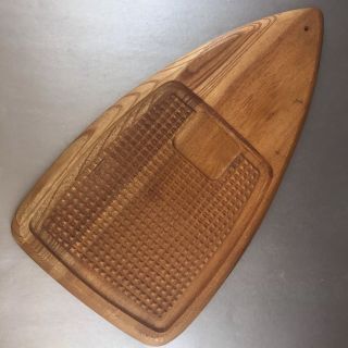22 " Huge Vintage Mid Century Modern Cutting Cheese Board Serving Tray Teak Wood