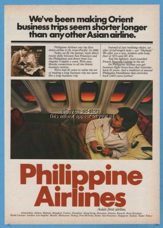 1981 Philippine Airlines Passenger Skybed Bed Stewardess 1980s Photo Ad