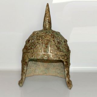 Extremely Rare Near East Bronze & Silver Warrior Helmet Circa 1000 - 300 Bc - 2908gr