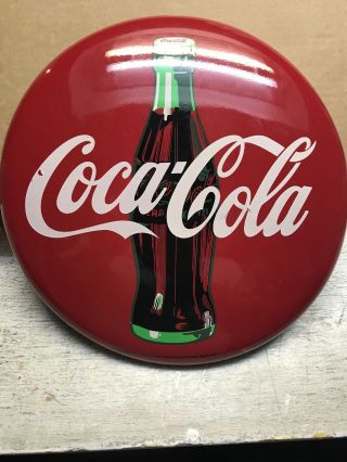 1990 Vintage Coca - Cola Coke Large 12” Round Metal Tacker Type Sign