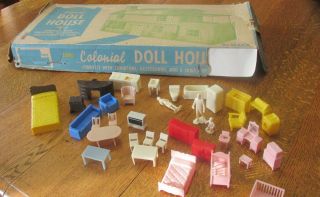 Vintage Marx 4049 Tin Metal Litho Doll House 1950s 2 Story Colonial