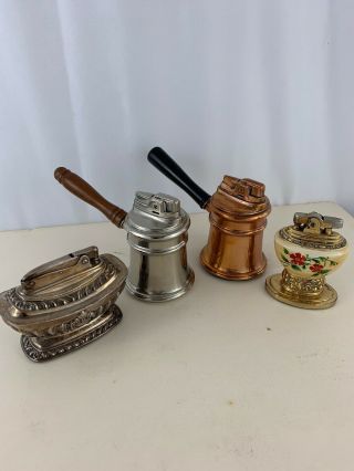 4 Vintage Ronson Table Lighters - Georgian,  Colony In Two Finishes & Leona