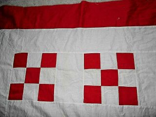 Antique/Vintage Quilt Top Christmas Red & White Nine Patch Cotton Very Good 3