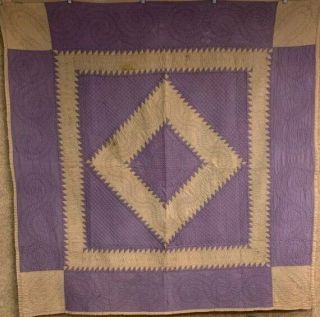 Rare C 1890 - 1900 Pa Amish Sawtooth Center Diamond Antique Quilt Purple