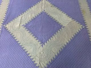 RARE c 1890 - 1900 PA Amish Sawtooth Center Diamond ANTIQUE Quilt Purple 2