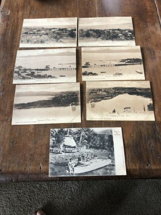 Vintage Postcards X 7 Fiji Natives Boat Suva Panoramas