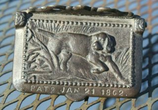 1862 Antique Cast Iron Match Safe Hunting Spaniel Dog Wall Mounted
