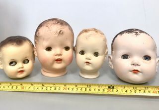 4 Xl Vintage Creepy Baby Doll Heads Halloween Craft Moving Eyes 6” Tall