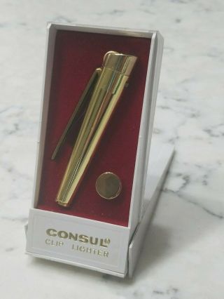 Vintage Consul Pocket Clip Cigarette Lighter West Germany W/ Box