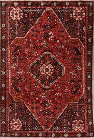 Vintage Geometric Tribal Kashkoli Shiiraz Oriental Area Rug Wool 6 
