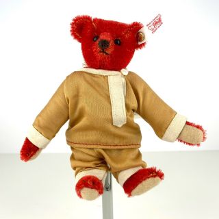 Steiff Vintage Red Teddy Bear Pocket Miniature Size 664229 Mohair Nr
