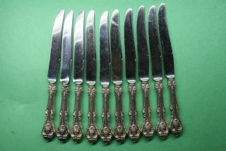 Set Of 10 Sterling Silver King Edward Dinner Knives Gorham? - No Mono