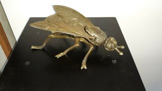 Vintage Brass Fly Bug Ashtray Cast Metal Italy Hinged Ornate Insect Wasp 7.  5 "