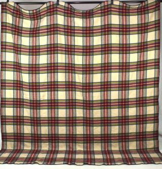 Vintage Ll Bean Tartan Plaid Wool Fleece Blanket Twin Double Bed Spread 80 X 90