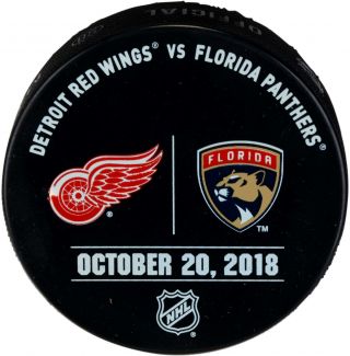 Florida Panthers Game - Issued Warm - Up Puck Vs Red Wings On October 20,  2018