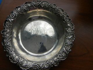 Sterling Silver Candy Dish Marked 5419,  Monogram Rb,  52 Grams,  1800s