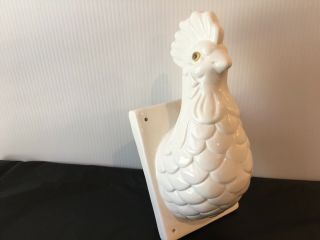 Vintage Towle Ceramic Chicken Rooster Head Towel Apron Holder Wall Hook Farm 10 "