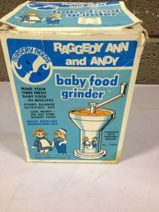 Vintage 1978 Raggedy Ann And Andy Baby Food Grinder (d31)