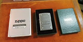 Vintage Ford Motor Co Diamond Plate Zippo Lighter W/boxes