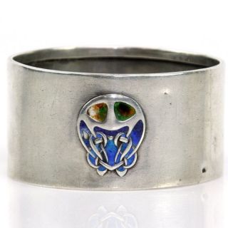 Archibald Knox Liberty & Co Silver Enamel Arts & Crafts Cymric Napkin Ring 1903