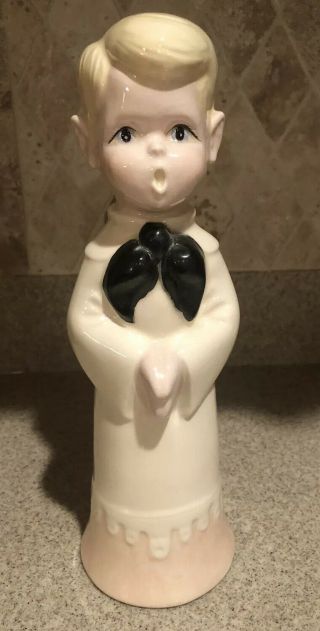 Vintage Hand Painted Ceramic Blonde Choir Boy Figurine 10 " Tall 1982 Christmas