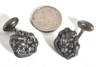 Vintage Sterling Silver Earrings Oriental Chinese Japanese Dragon Gift