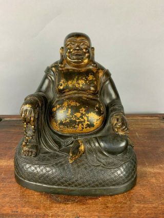 17th/18th C.  Chinese Gilt Bronze Seated Laughing Buddha