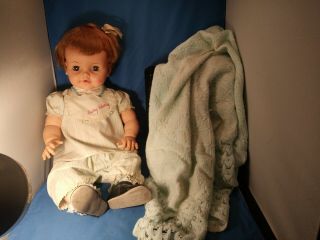 Vintage Ideal Betsy Wetsy Doll 20 Inch Clothes Huge Doll W/blanket