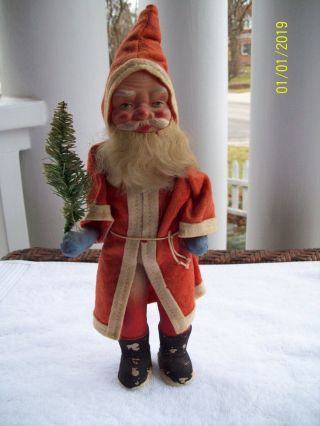Vintage Antique German Santa Belsnickle With Feather Tree Wow