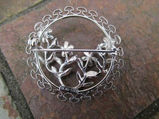Vintage Beau Sterling Silver & Enamaled Flower Brooch / Pin 2
