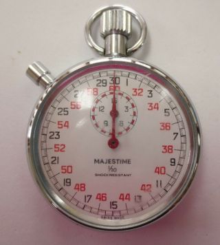 Vintage Pocket Timer Stop Watch Swiss Precision Majestime 4012 Shock Resistant