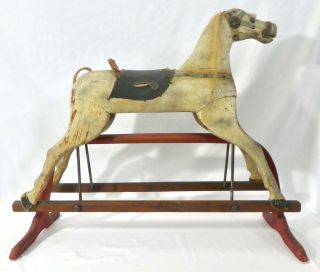 Antique Glider Horse Whitney Reed Chair Co.  Horse Hair,  Stenciling.  1895