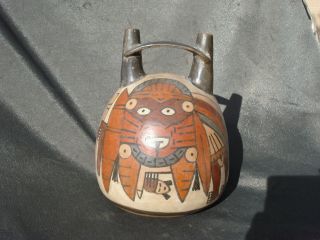 Pre Columbian Nazca Nasca Pottery Mythical Stirrup Vessel 600 Bc Peru Antique