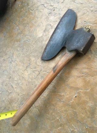 Antique Large Primitive 1800’s Broad Axe With Proper Handle Adze Hewing Ax